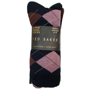 Ted Baker Men's Rayon Blend Dress Socks 6 Pairs Shoe Size 6-12 NWT